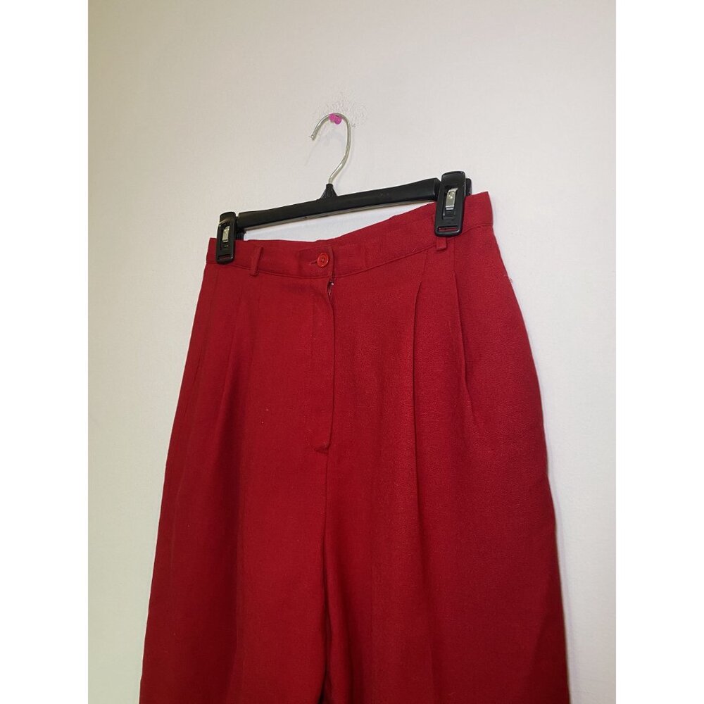 Vintage Red 100% Wool Trouser Pants Size 6 Tailored Classic - Picture 5 of 10